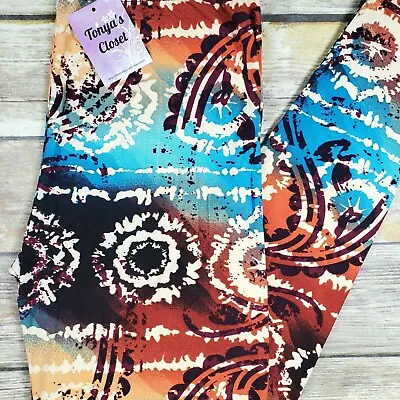 PLUS Colorful Tribal Leggings Buttery Soft Curvy 10-18 TC • $15.95