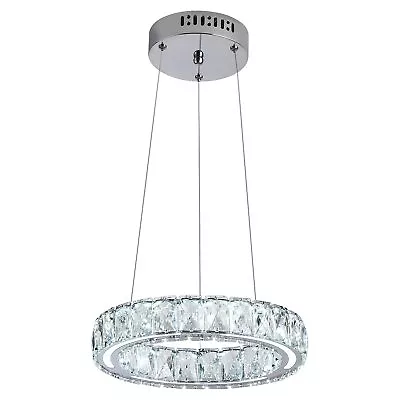Modern Crystal Chandelier Contemporary 1-Ring LED Pendant Light 11.4  Adjusta... • $64.91