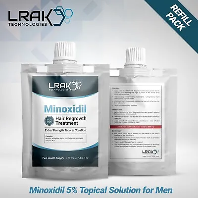 HAIR LOSS - Minoxidil 5% Extra Strength Solution For Men | REFILL POUCH | 120 ML • $29.95