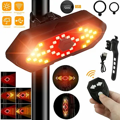$12.78 • Buy Bicycle Tail Light USB Wireless Remote Control Turn Signal Warning Lamp + Horn
