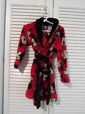 Disney Mickey Mouse Red Pajamas Robe Bathrobe Kids 4T EUC • $10