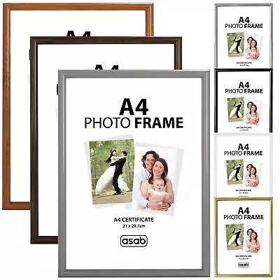 ASAB A4 Photo Picture Frame Certificate Wall & Desk Mountable Silver Black Gold • £4.98