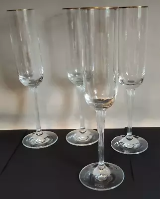 $24.99 • Buy Vintage Gold Rimmed Champagne Flutes Set Of 4 - 9 3/4 