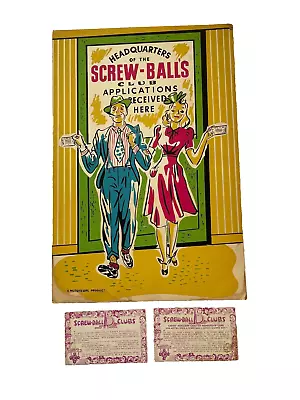 Original Marquis Sign  Screw-balls  Club For  Mutoscope With 2 Postcards • $175