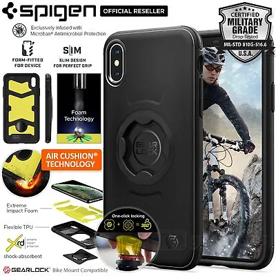 $24.99 • Buy For Apple IPhone XR XS MAX X Case Genuine SPIGEN Tough Gearlock Bike Mount Case
