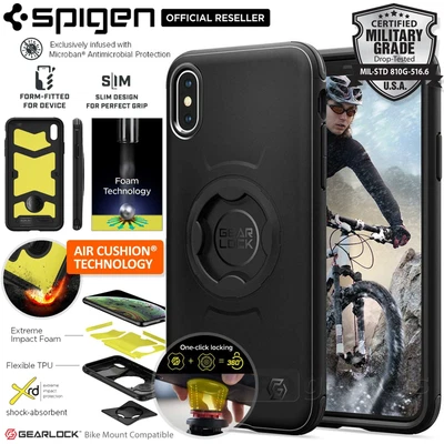 $24.99 • Buy For Apple IPhone XR XS MAX X Case Genuine SPIGEN Tough Gearlock Bike Mount Case