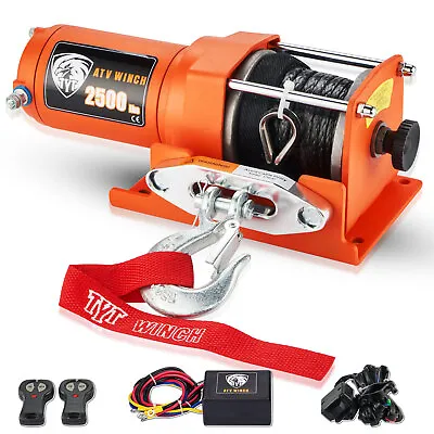 2500LBS Electric Winch Synthetic Rope Off-road 12V 40FT ATV Truck Towing Trailer • $109.99