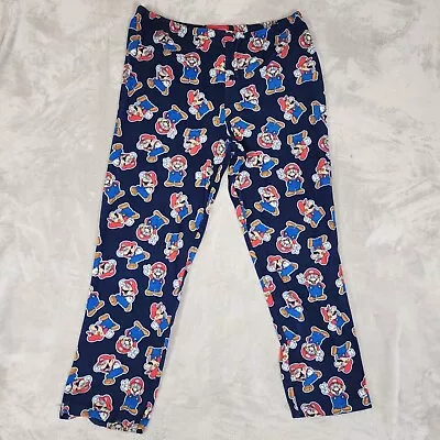 Nintendo Super Mario Pajama Pants Mens Medium Blue Fleece Video Game Sleepwear • $22.99
