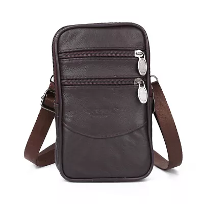 Fashion Waist Bags Wallet Vintage Men Genuine Leather Pure Color Fanny Packs • $12.20