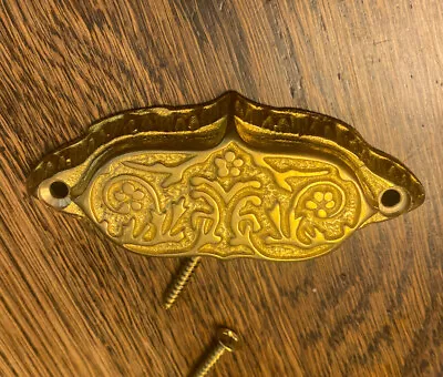 Antique Reproduction Solid Brass Victorian Eastlake Ornate Bin Pull 4 - 3  Holes • $6.20