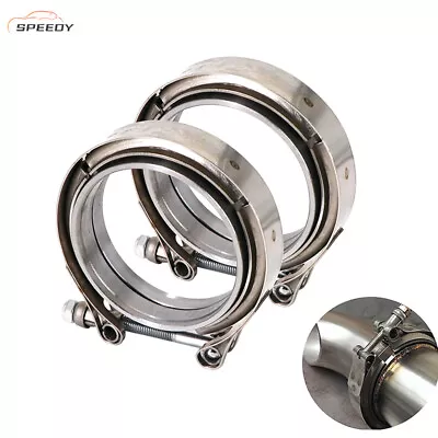$29.99 • Buy 2 PCS 3.5  V-Band Flange & Clamp Kit Fit For Turbo Ex Pipes Stainless Steel