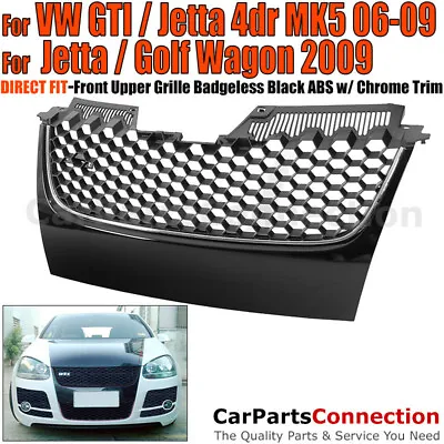 Badgeless Black W/ Chrome Honeycomb Mesh Grill Fits VW Jetta GTI MK5 06 07 08 09 • $61.99