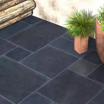 Black Natural Indian Limestone 300x300 Garden Paving Patio Slabs 22mm Calibrated • £1.94