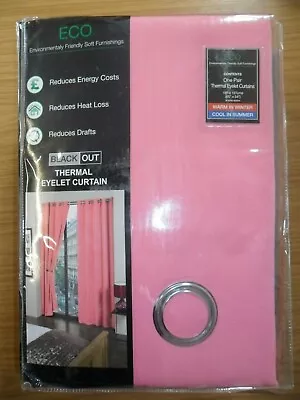 £22.99 • Buy Dunelm Mills ECO Cali Thermal Blackout Eyelet Curtains Hot Pink