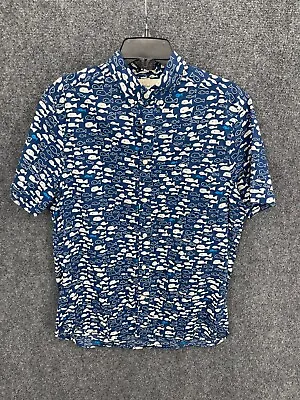 LOGG Label Of Graded Goods Shirt Mens Medium Allover Fish Print Short Sleeve • $12.35
