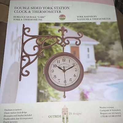 Smart Garden Outside In Double Sided York Station Clock & Thermometer • £15.99