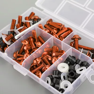 £12.29 • Buy 158x Motorbike Orange Fastener Clip Screw Kit Windscreen Fairing Bolt Univers JW