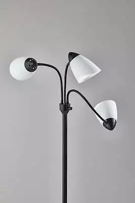 3 Head Adjustable Floor Lamp Black With White Plastic ShadesClassicYoung Adul • $32.72