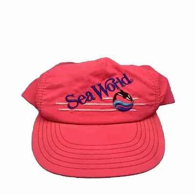 Vintage Sea World Shamu Made In USA 90s Snapback Hat Cap Pink VTG Rare Deadstock • $28