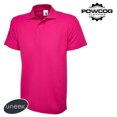 Uneek Mens Womens Polo Shirt Classic Casual Plain Leisure Workwear Top Tee UC101 • £8.75