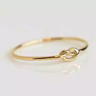 18k Solid Gold Tight Knot Ring - Yellow Gold Minimalist Love Knot Ring For Women • $23.85