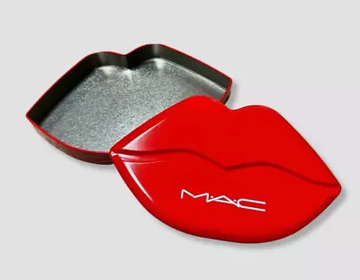 MAC RED Lip Shaped Cosmetic Makeup Tin Gift Box Case Container Metal • $13.50