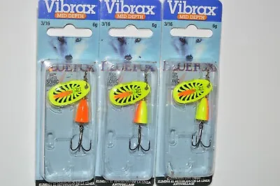 $15.95 • Buy 3 Lures Spinners Blue Fox Size 2 Vibrax 3/16oz Firetiger