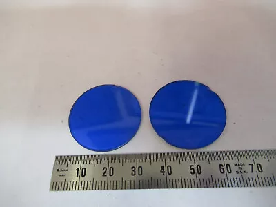 LOT 2 EA BLUE GLASS [chipped] FILTER BAUSCH MICROSCOPE PART AS PICTURED &P8-A-85 • $19