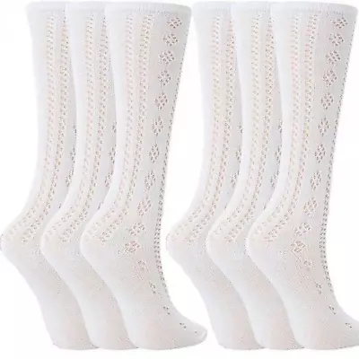 £3.99 • Buy 6 Pairs Girls Pelerine Socks Knee High Rich Cotton School Uniform Socks 