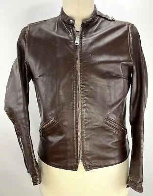 Vintage 60's Brooks Leather Cafe Racer Motorcycle Jacket Mens  • $149.99