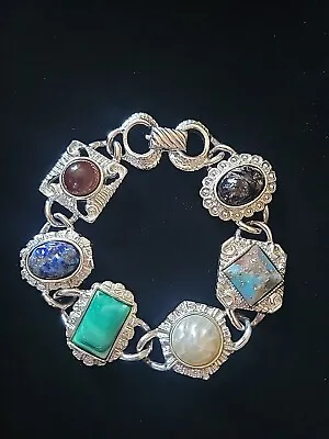 Vintage 1960's Sarah Coventry Multicolored Stone  Scarab Style  Braclet • $12