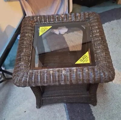 Cane Coffee Table With Glass Top • £45