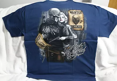 Skeleton Skull Marilyn Monroe Gun Untamed Tattoo Most Wanted T-shirt Shirt • $11.37