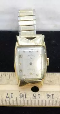 Vintage Lord Elgin Rectangle 14k Gold Filled Mens Wrist Watch Wristwatch • $69.95