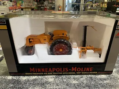 Spec Cast Minneapolis Moline 445 Gas Tractor With  MO  Sickle Bar Mower 1/16 NIB • $89