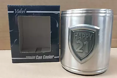 Happy 21st Birthday Vidori Stainless Steel Can Holder Gift Boxed Keepsake • $20.95
