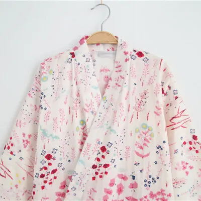 Women Cotton Floral Printed Kimono Yukata Khan Steamed Bathrobe Nightwear • £20.51