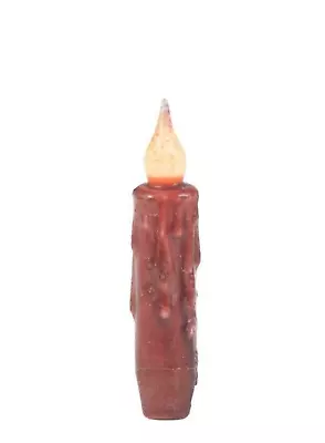 Primitive/Country 4  Battery Operated Burgundy Taper Candle W/Timer • $7