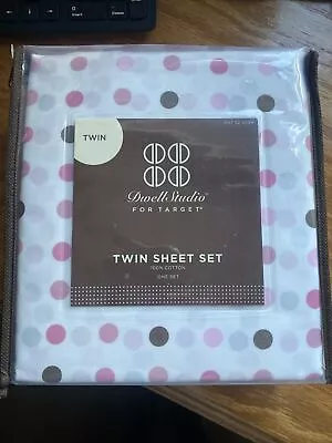 Twin Sheet Set NEW Pink Polka Dots Dwell Studio For Target Cotton 200 Count • $10.99