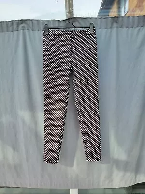 S.oliver Black White Geometric Print Stretchy Skinny Jeans UK 8 Good Condition  • $7.47