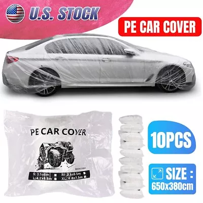 10 PACK Clear Plastic Temporary Universal Disposable Car Cover Rain Dust Garage • $41.99