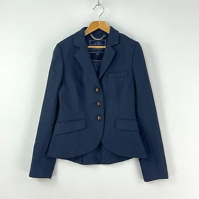 Jack Wills Tweed Jacket Womens 6 8  Blue Herringbone Wool Country Hacking Blazer • £49