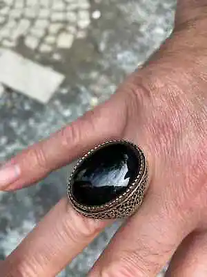 Mens Handmade Ring  Large  Black Onyx Gemstone Ring Men Sterling Silver Ring • $99