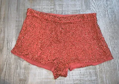 £7 • Buy Topshop Coral Embellished Gold Beaded Spakrly Shorts Size 6
