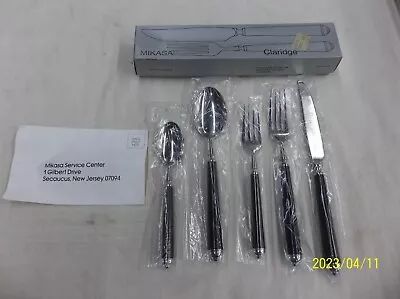 NEW - Mikasa Claridge Black Stainless 5 PC. PLACE SETTING  #G4070 IN ORIG. BOX • $99