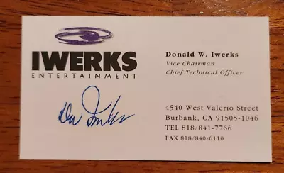 Autographed Don Iwerks Business Card W/coa  WALT DISNEY LEGEND RARE CARD • $24.95