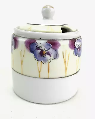Vintage Pansies Jam Condiment Jar Noritake Japan Hand Paint 2  X 2  • $16