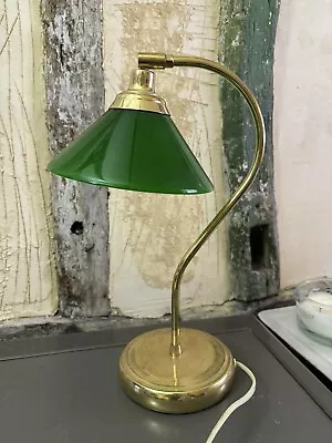 Vintage IKEA Green Glass And Brass Bankers Desk Lamp • £35