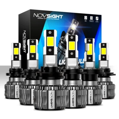 NOVSIGHT H1 H3 H4 H7 H11 H13 9005 9006 9012 LED Headlight Bulbs 15000LM 6500K • $29.89