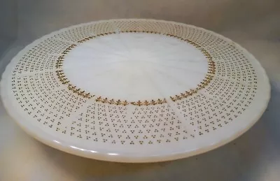 Vtg Milk Glass Cake Stand With 22k Gold Designs • $22.50